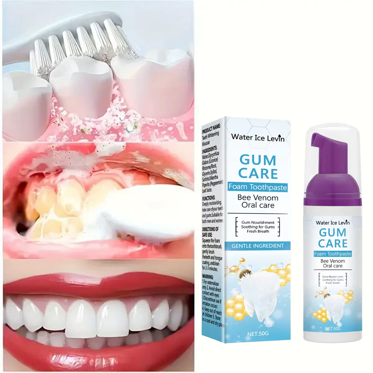 Water Ice Levin Gum Care Foam  - Teeth Whitening Xylitol Gum 评论和价格