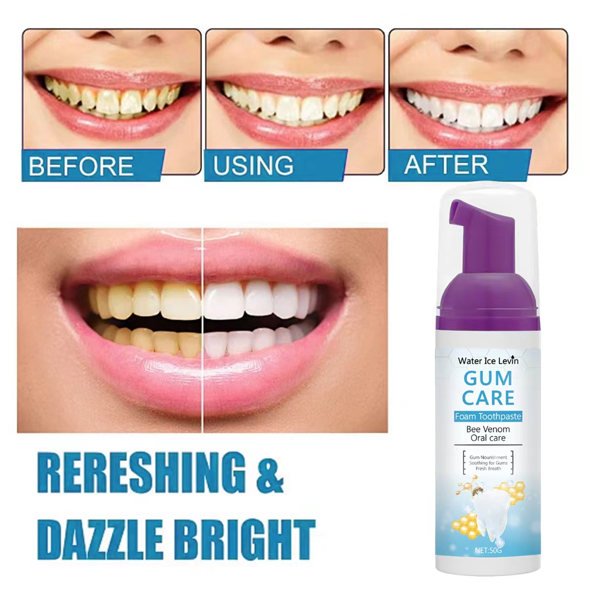 Water Ice Levin Gum Care Foam  - Teeth Whitening Xylitol Gum 评论和价格