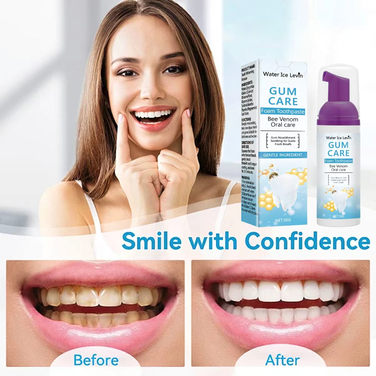Water Ice Levin Gum Care Foam  - Teeth Whitening Xylitol Gum 评论和价格