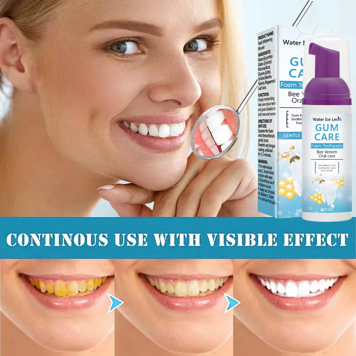 Water Ice Levin Gum Care Foam  - Teeth Whitening Xylitol Gum 评论和价格